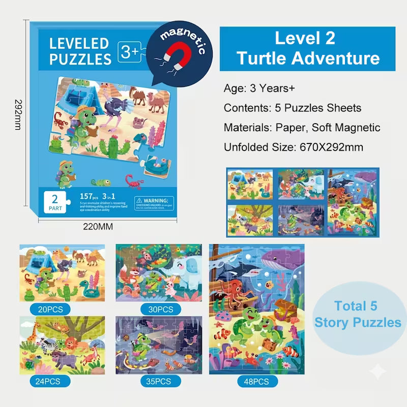Levle 2 Magnetic Progressive Puzzle Book for Kids Ages 3+