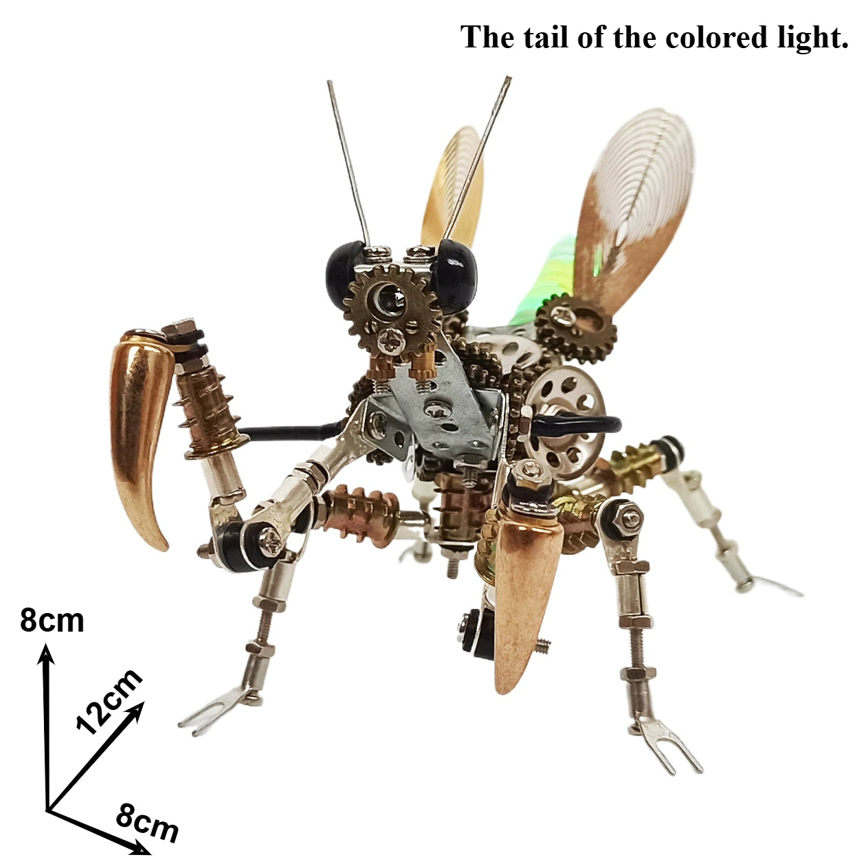 Praying Mantis Metal Assembly Animal Model With Colored Light