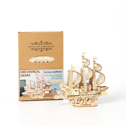 Wooden Ocean Sailboat Puzzle