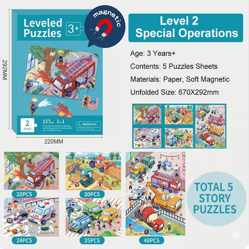 Levle 2 Magnetic Progressive Puzzle Book for Kids Ages 3+