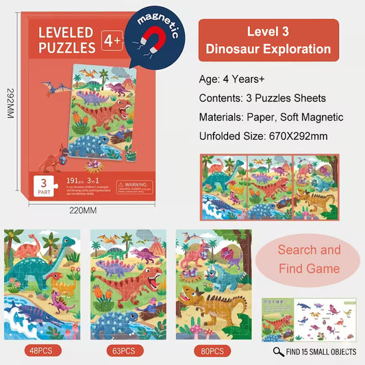 Level 3 Magnetic Progressive Puzzle for Kids Ages 4+
